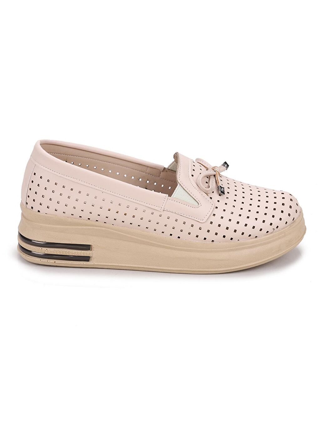 Ekru Bıyık Lazerli Günlük Kadın Babet Ayakkabı Cns 3074-3