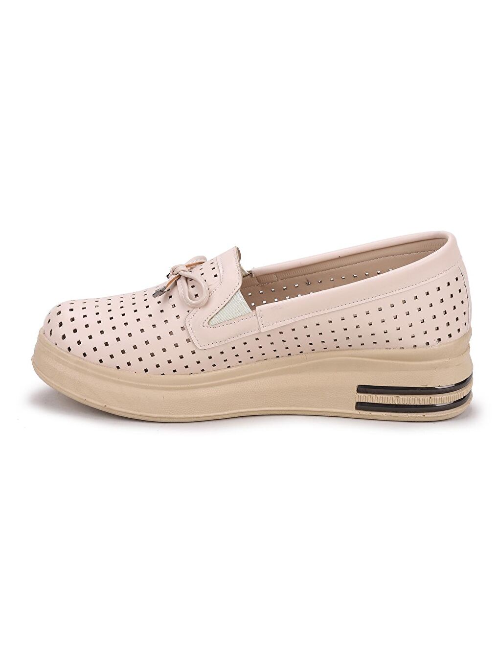 Ekru Bıyık Lazerli Günlük Kadın Babet Ayakkabı Cns 3074-4