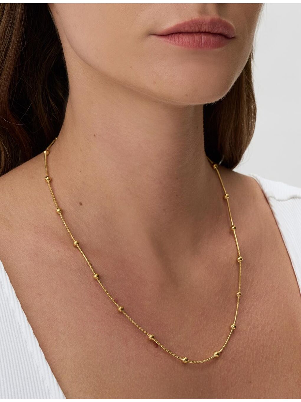 Sarı Altın Top Figürlü Zincir Kolye-2