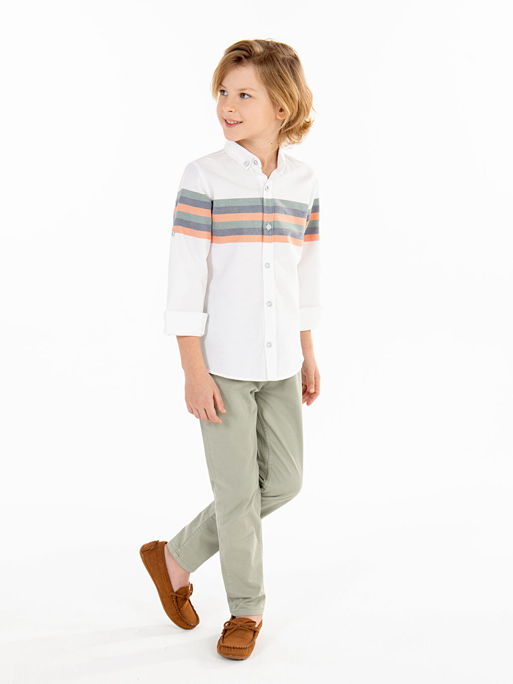 Boys Erkek Çocuk Gömlek 6-9 Yaş Haki-2