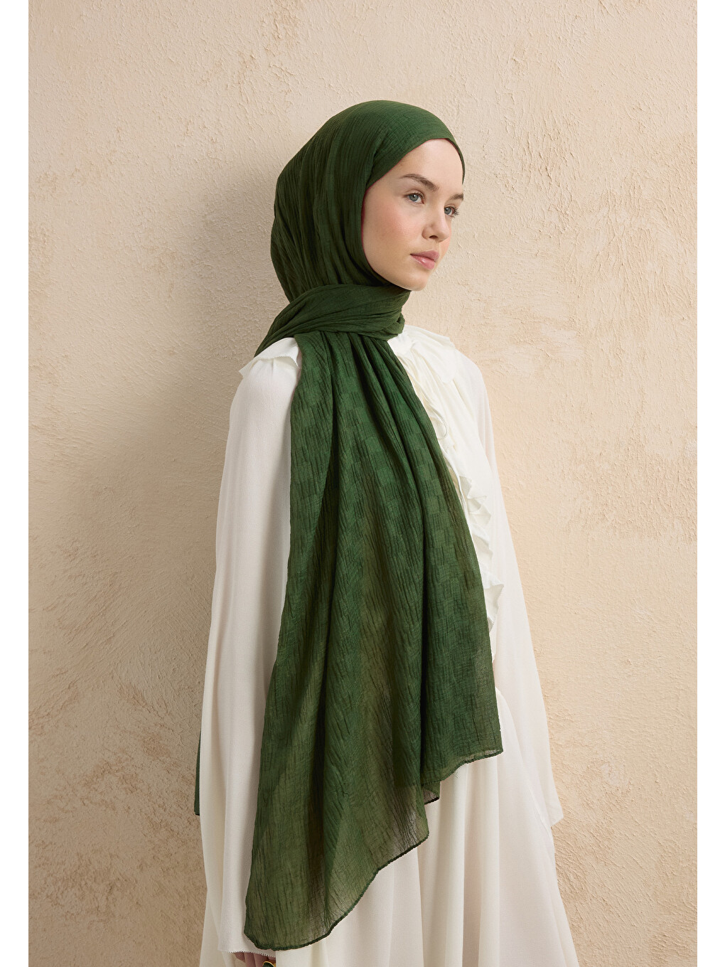 Modal Damalı Şal Çam Yeşili-1
