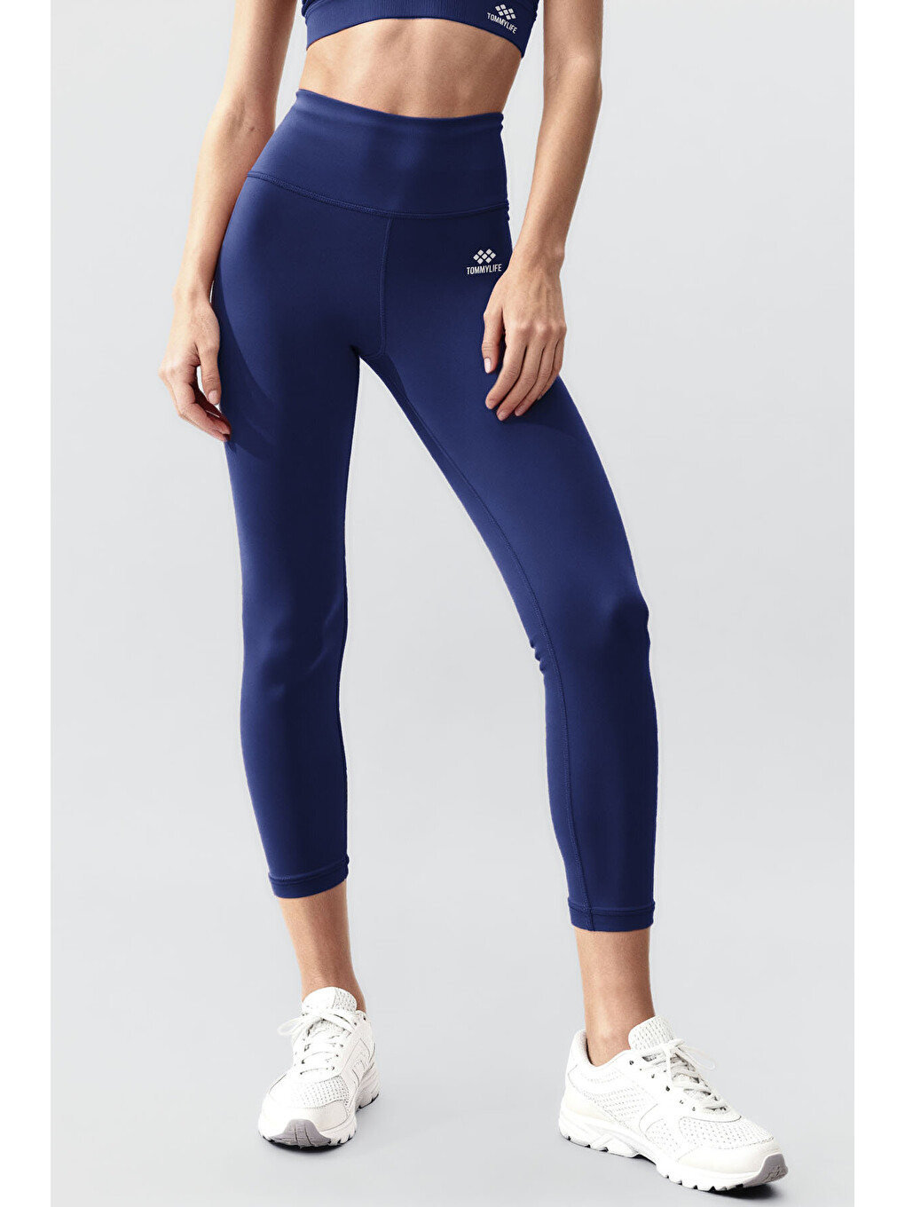 İndigo Yüksek Bel Toparlayıcı Çapraz Sırt Detaylı Slim Fit Kadın Tayt Takım - 95283-3