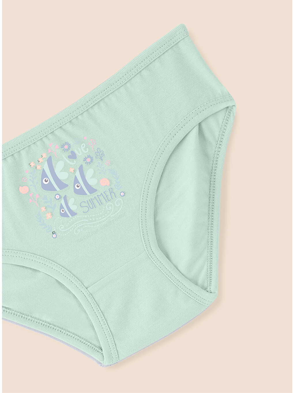 Pembe Kız Çocuk Organik Pamuklu Elastanlı Külot Summer 3'lü Paket-4
