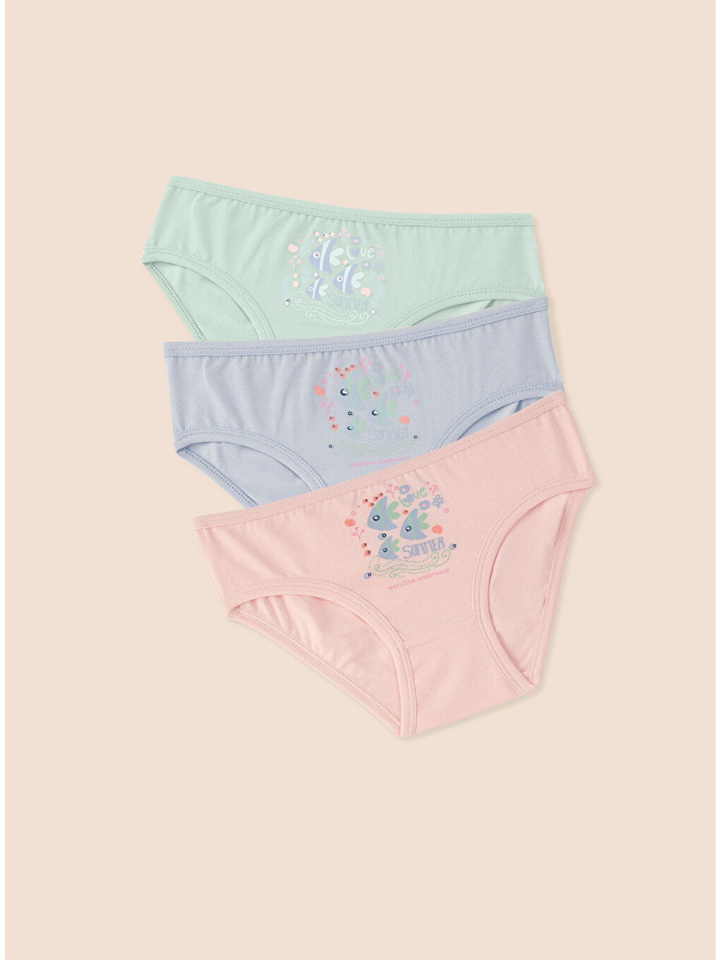 Pembe Kız Çocuk Organik Pamuklu Elastanlı Külot Summer 3'lü Paket-6