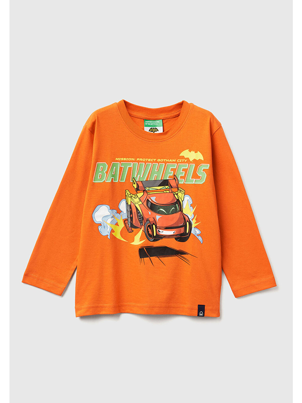 Erkek Çocuk Turuncu Önü Ve Arkası Çok Renkli Batwheels Baskılı Logo Etiketli Jarse T-shirt