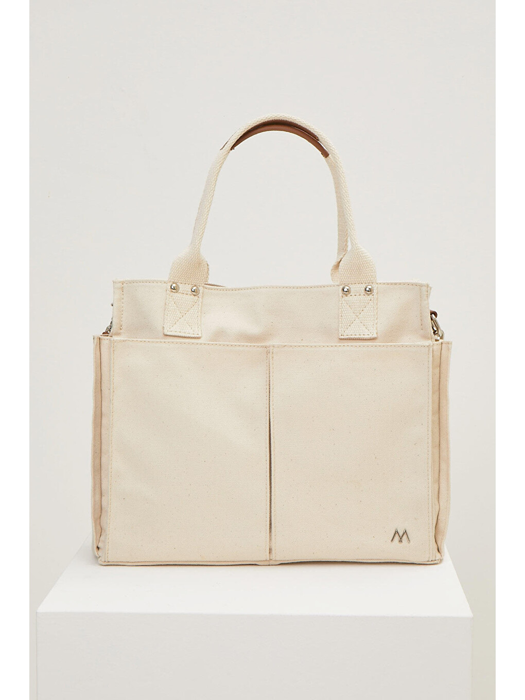 Bej Kanvas Everyday Bag Off Whıte-3