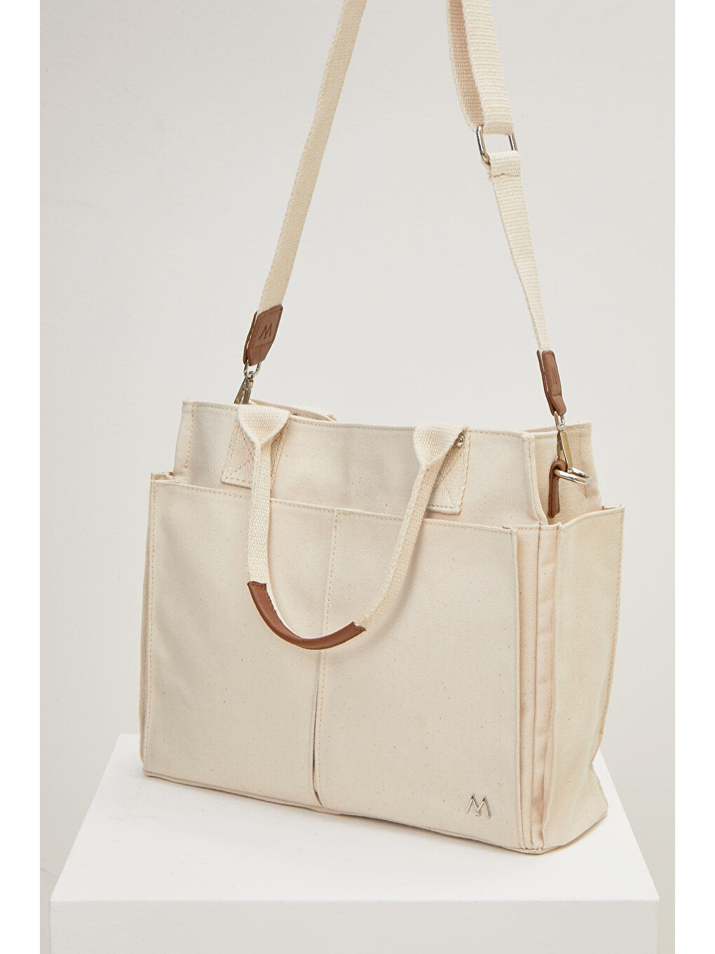 Bej Kanvas Everyday Bag Off Whıte-4