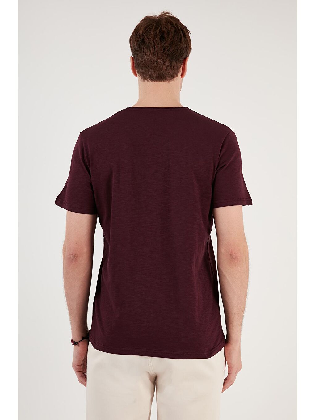 Buratti Bordo % 100 Pamuklu Slim Fit Bisiklet Yaka Cepli T Shirt 5902000 - 4