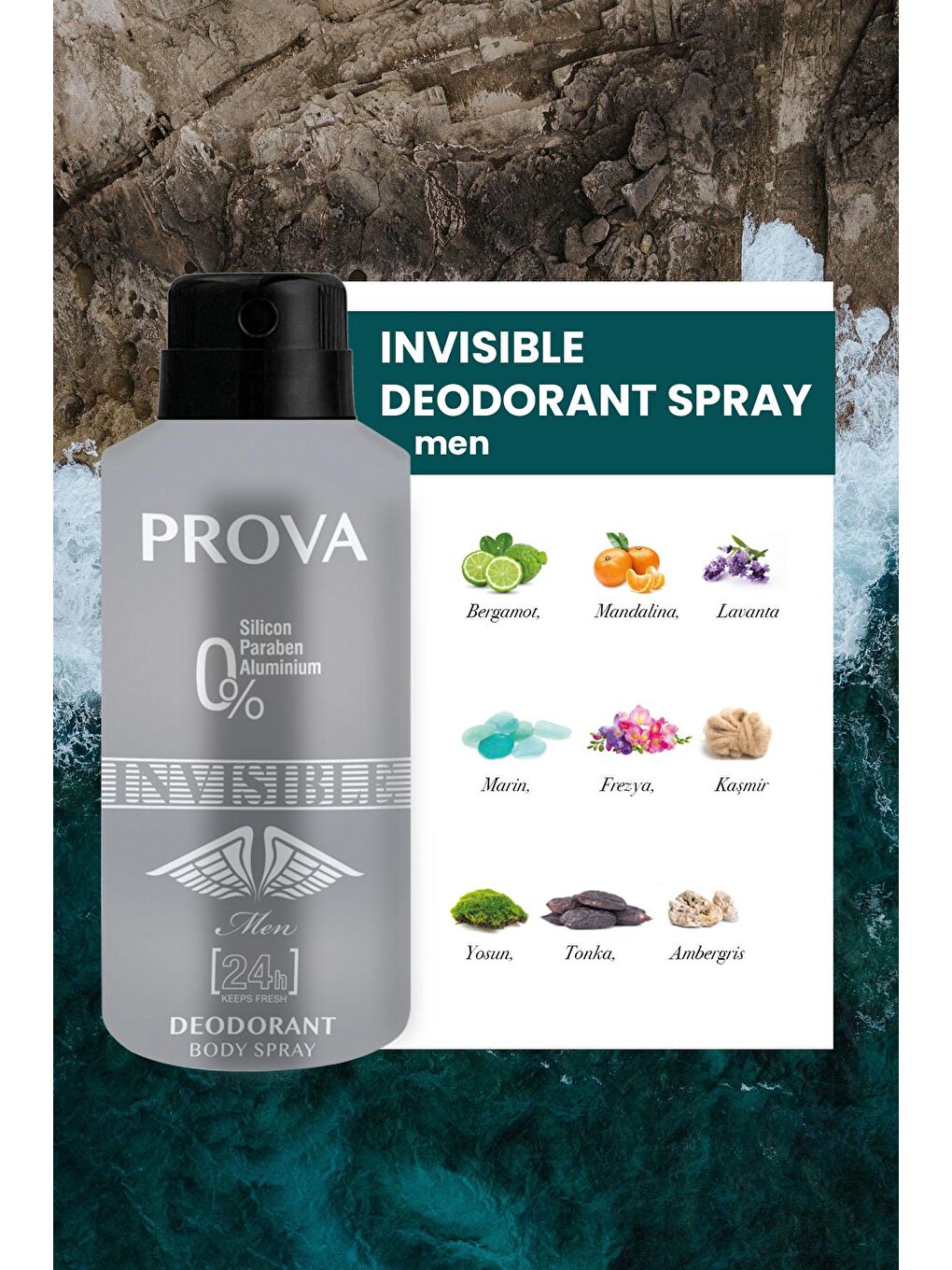 Prova Karışık Invisible EDP Erkek Parfüm 120 ml ve Deodorant 150 ml 3 Adet - 1