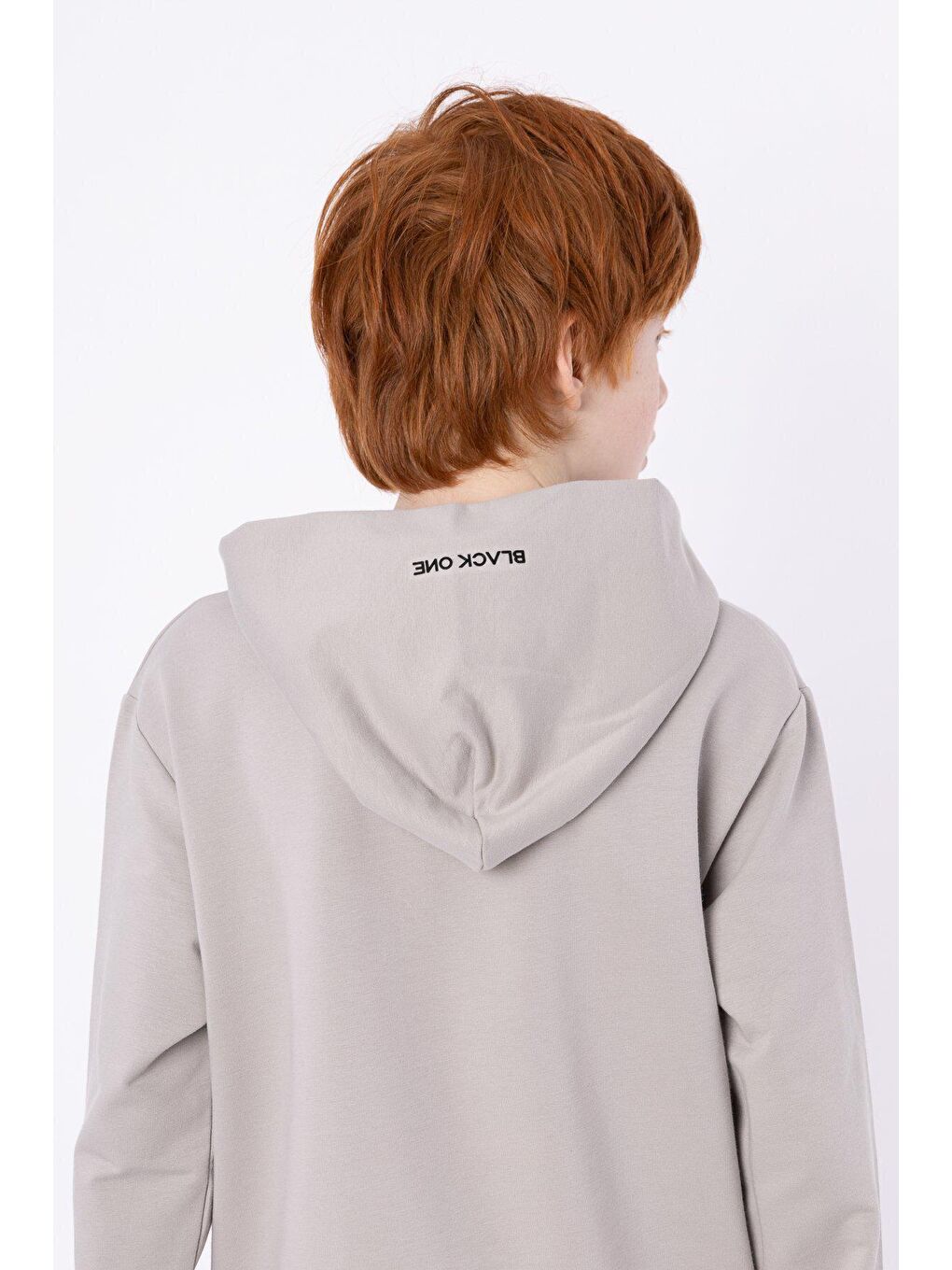 Gri Kapüşonlu Çıt Çıt Detaylı Kargo Cepli Erkek Çocuk Eşofman Takımı-7