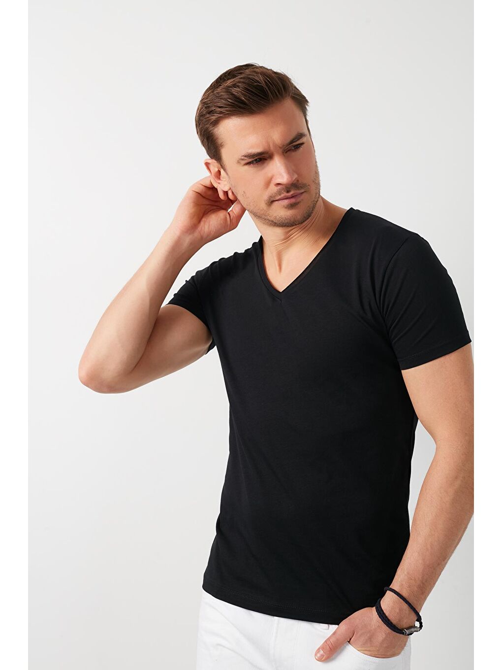 Buratti Siyah % 100 Pamuk Slim Fit V Yaka Basic T Shirt 5412001