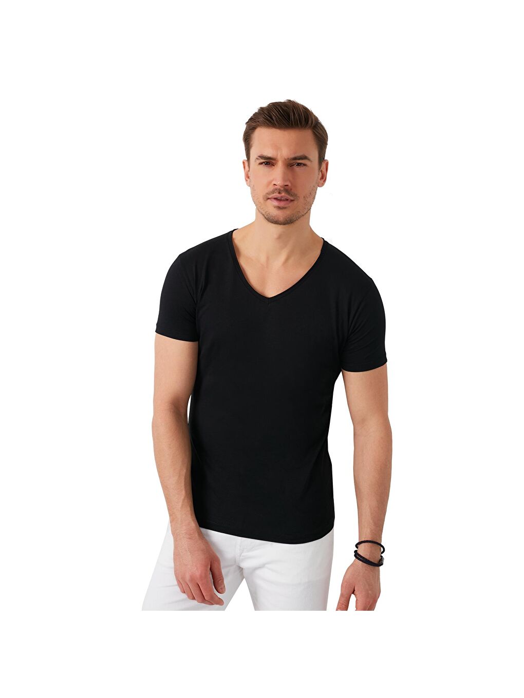 Buratti Siyah % 100 Pamuk Slim Fit V Yaka Basic T Shirt 5412001 - 4