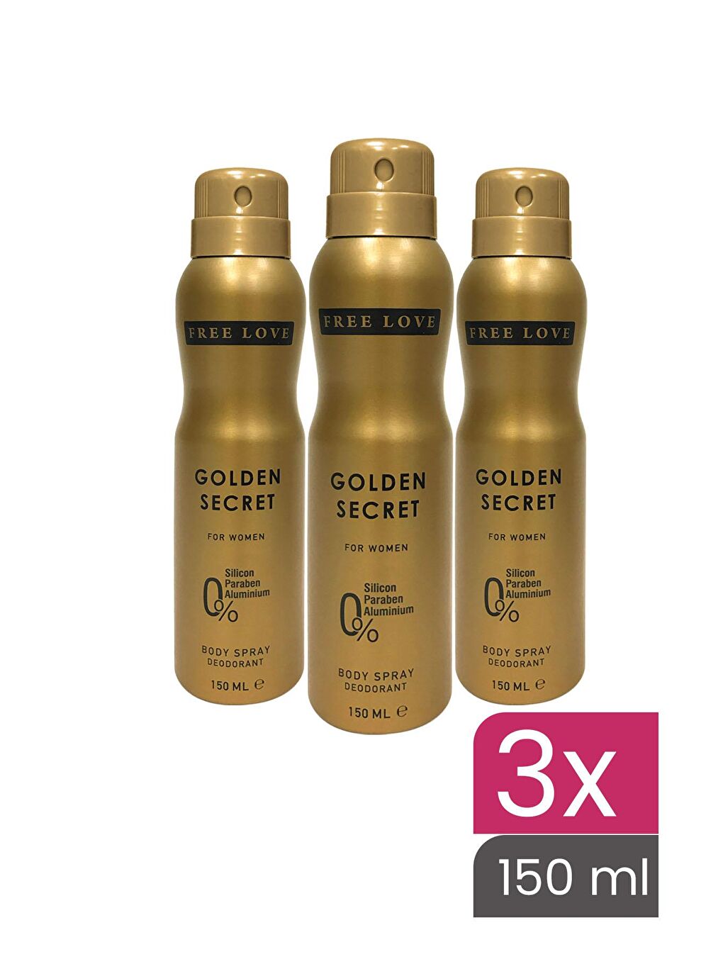 Free Love Karışık Golden Secret Kadın Deodorant 150 ml 3 Adet - 1