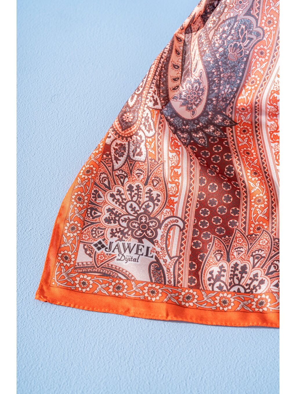 Turuncu Kadın Etnik Desen Soft Şal Adessa-1