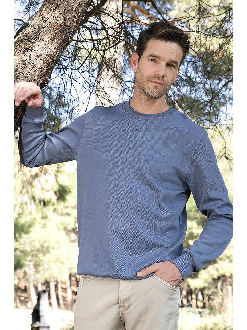 Mavi Pamuklu Regular Fit Bisiklet Yaka Erkek Sweat 5905453-1