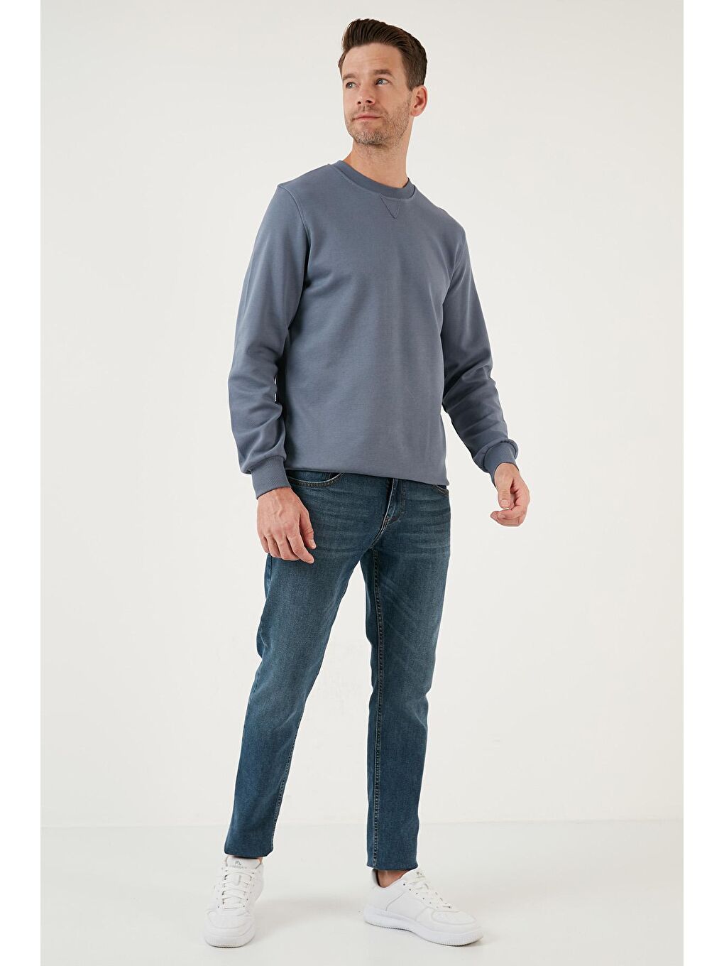 Mavi Pamuklu Regular Fit Bisiklet Yaka Erkek Sweat 5905453-2