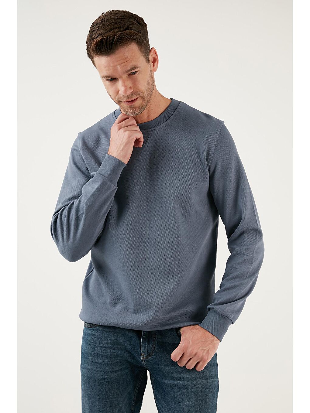 Mavi Pamuklu Regular Fit Bisiklet Yaka Erkek Sweat 5905453-3