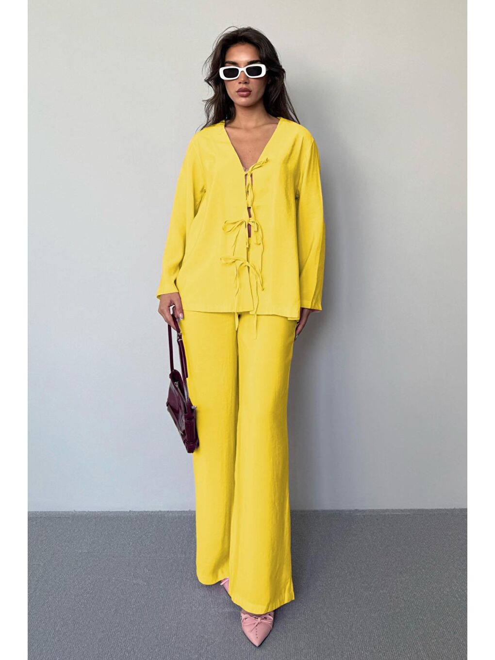 Sarı Önü Bağlamalı Alt Üst Takım Mg2473-1