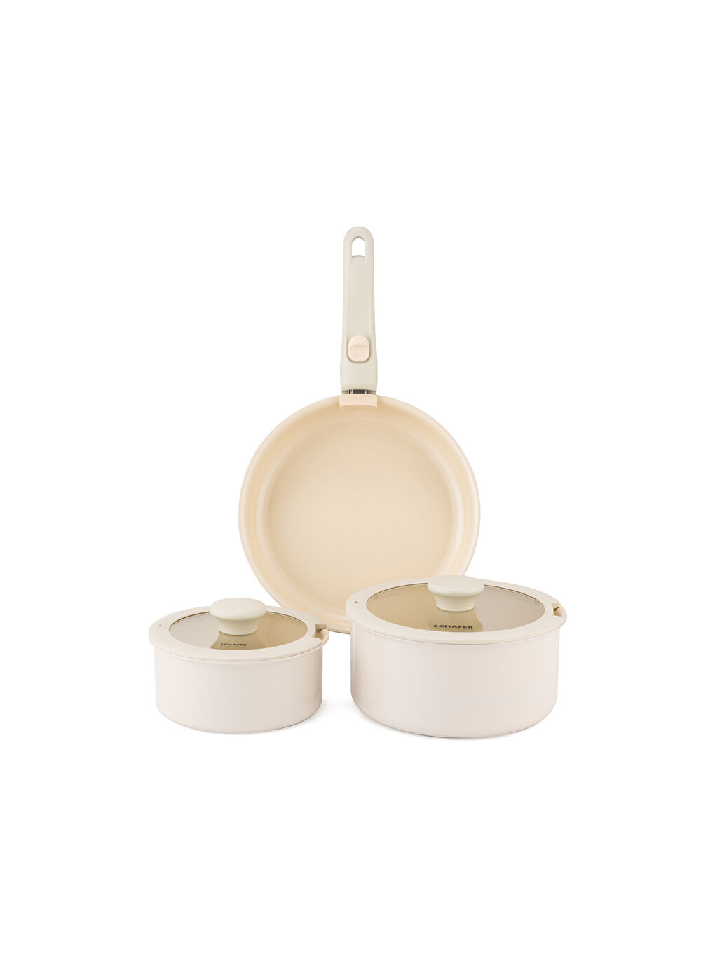 Ekru Vision Seramik Tencere Seti 7 Parça-Krem