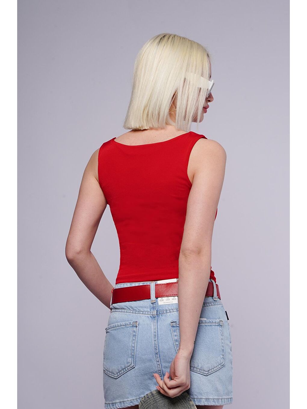 Kırmızı Kalın Askılı Kadın Bluz Mg1998-2