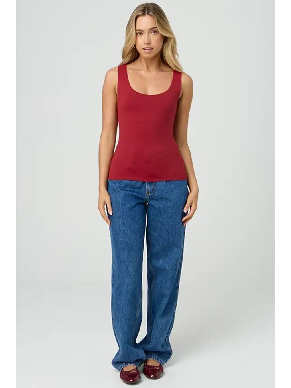 Kırmızı Kalın Askılı Kadın Bluz Mg1998-5