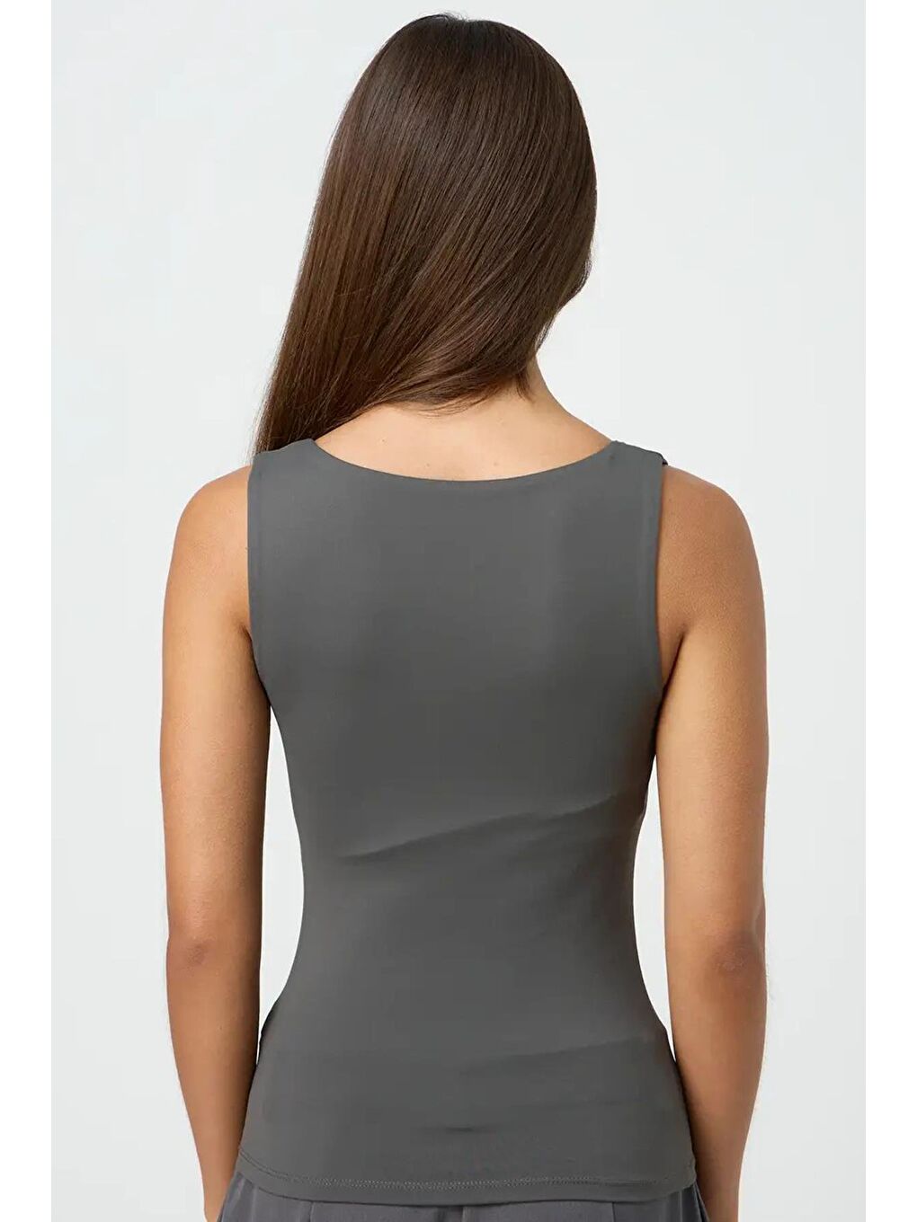 Gri Füme Kalın Askılı Kadın Bluz Mg1998-5