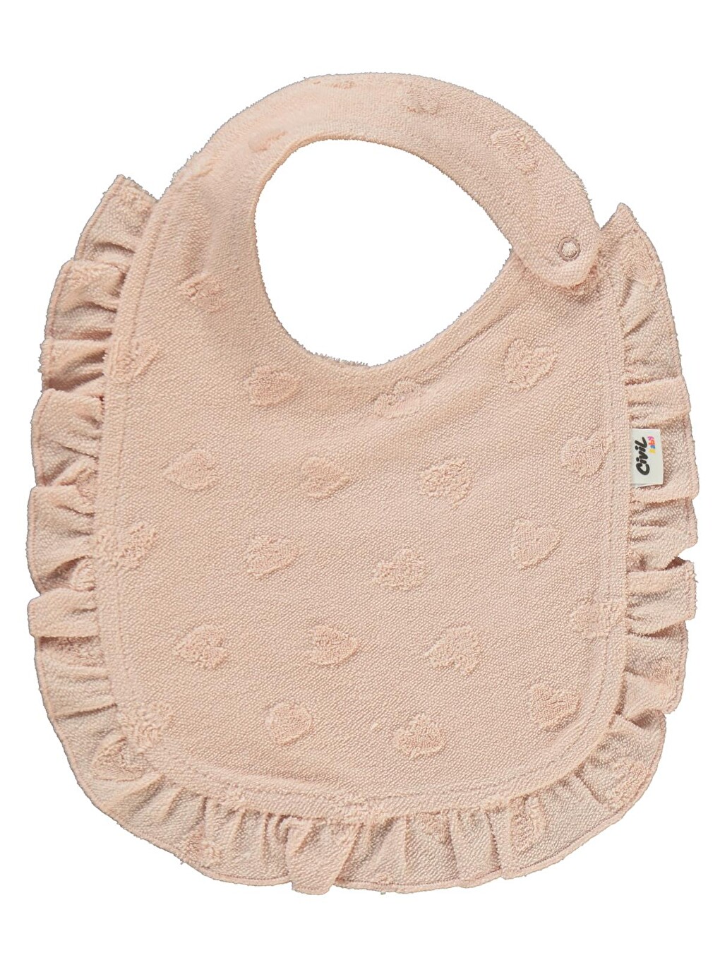 Baby Kalp Jakarlı Mama Önlüğü - Pudra Standart-2