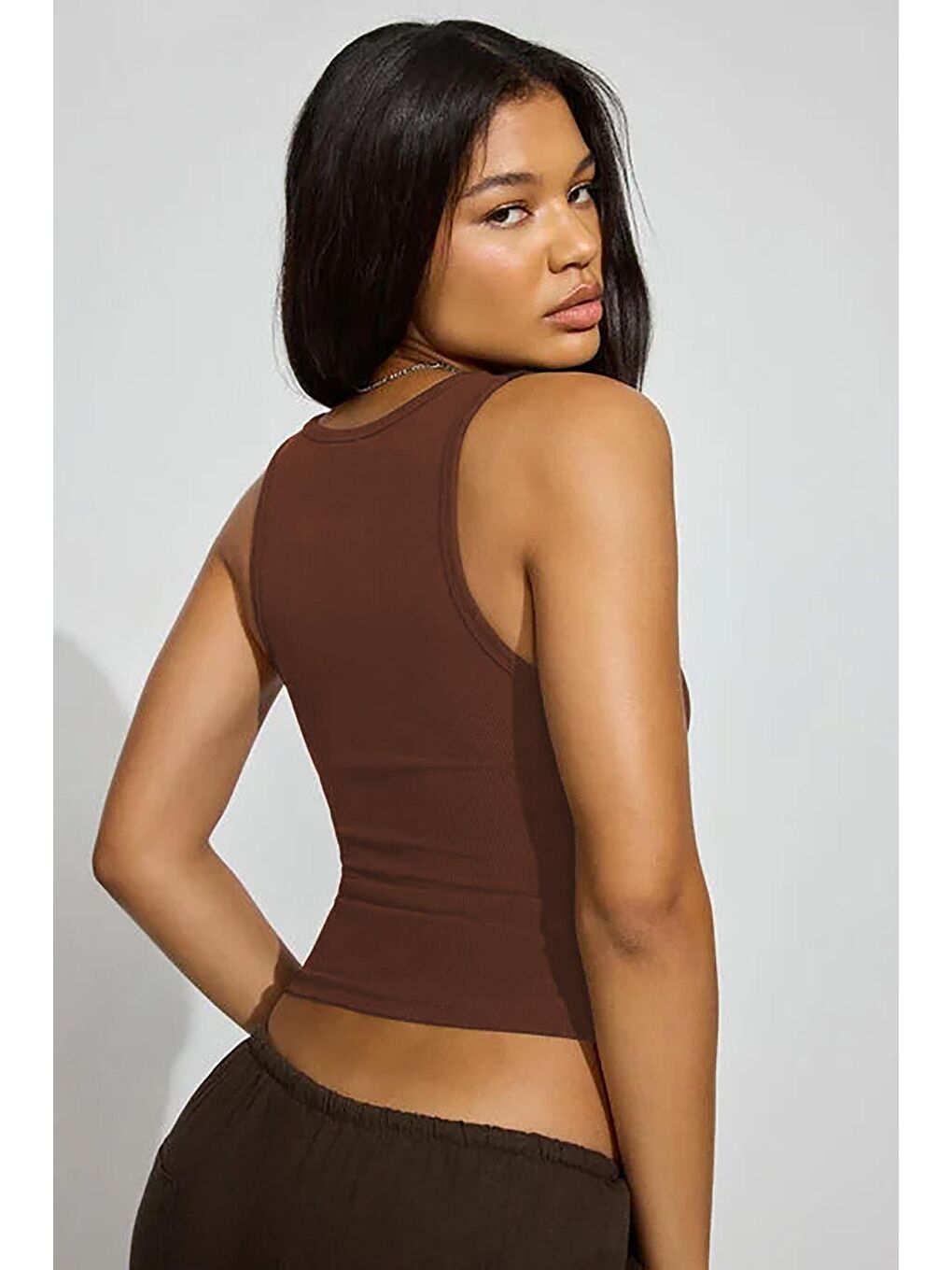 Kahverengi Kalın Askılı Kadın Atlet Mg2440-1