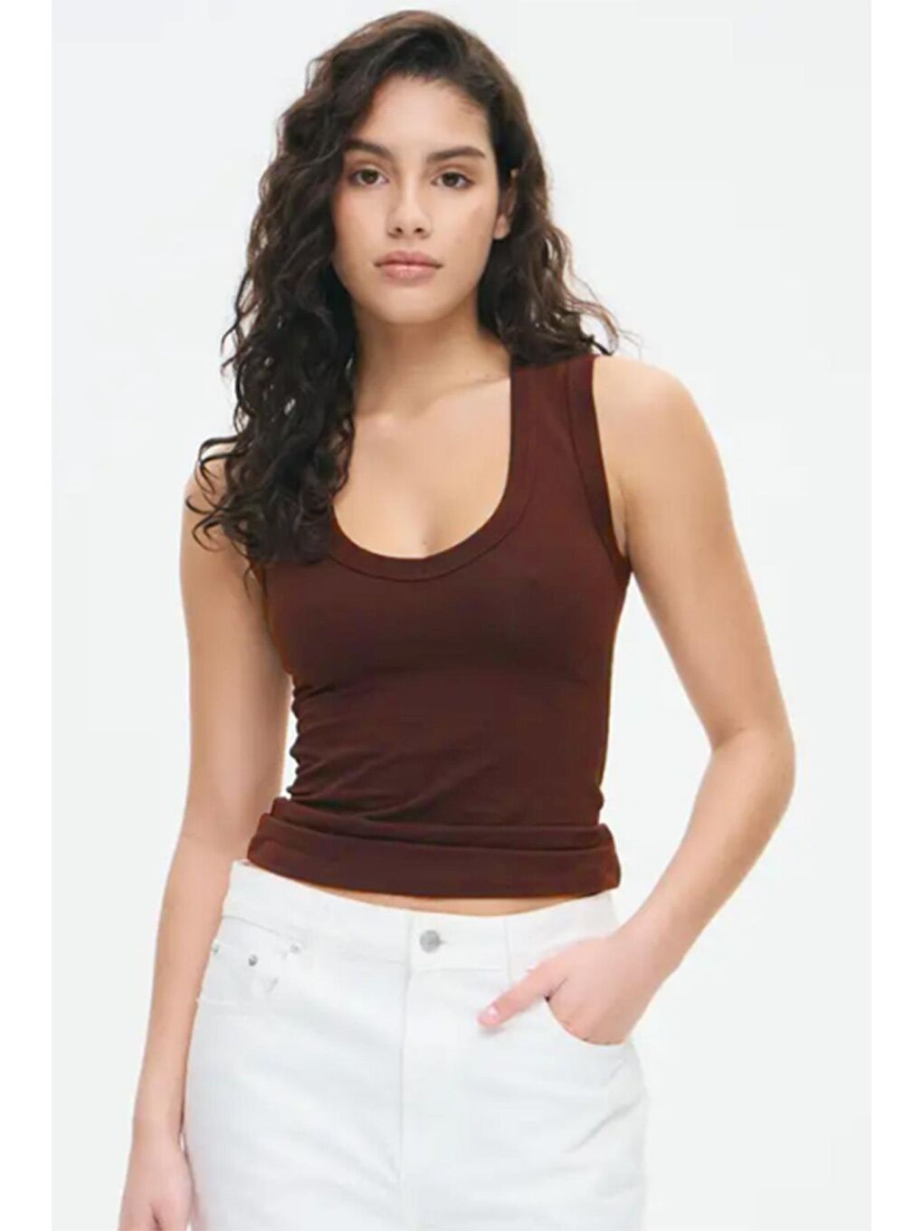 Kahverengi V Yaka Biyeli Kadın Atlet Mg2292