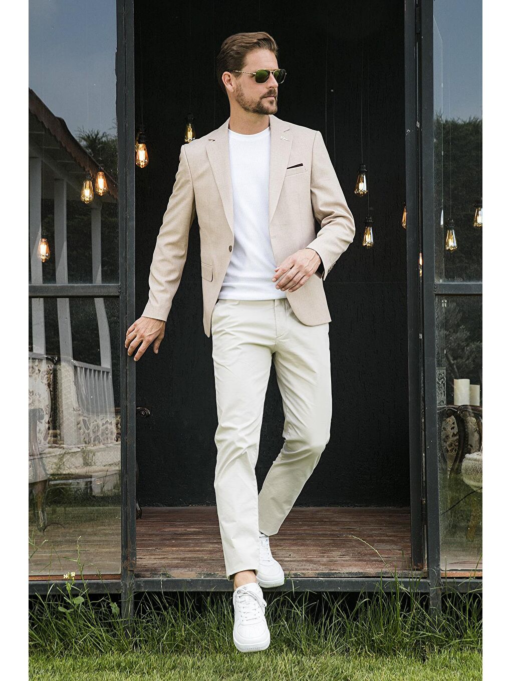 Buratti Bej Slim Fit 6 Drop Tek Yırtmaçlı Blazer Ceket NİPOYE