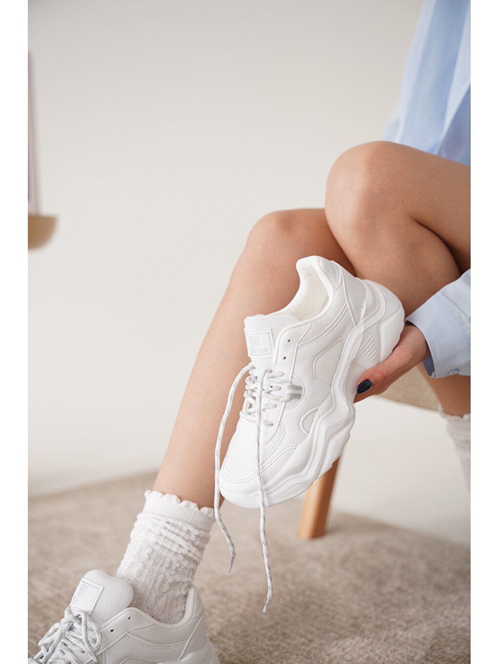Beyaz D0143 Günlük Ortopedik Kadın Sneaker Spor Ayakkabı