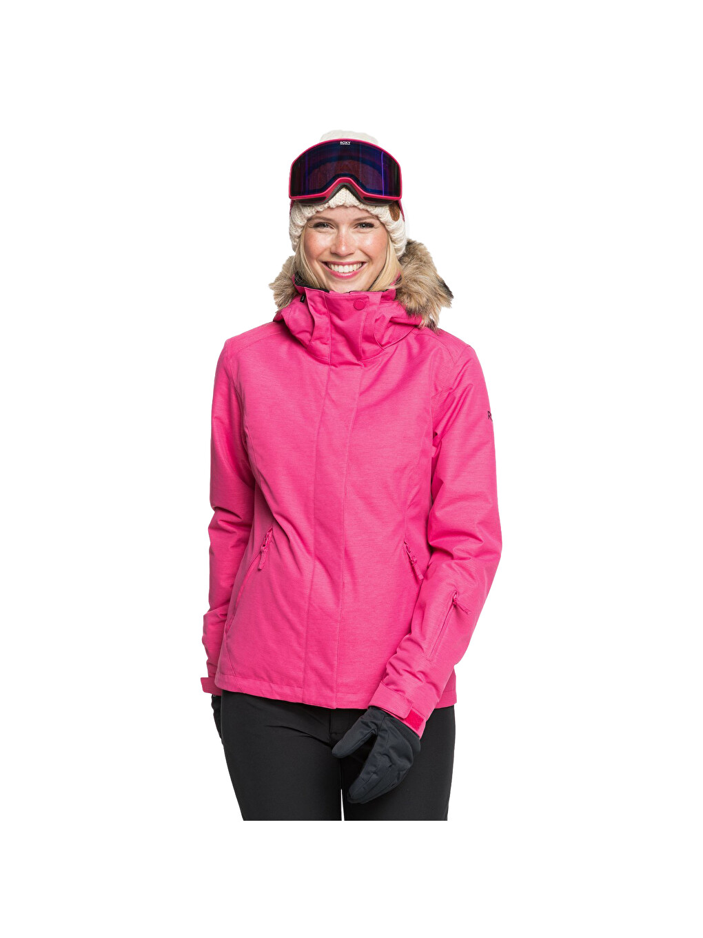 Siyah Jet Ski Solid Kadın Pembe Snowboard Ceketi