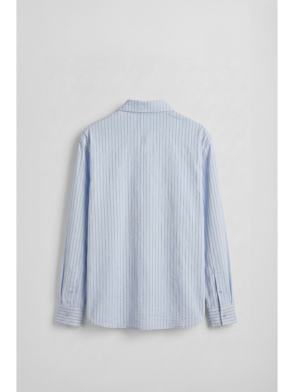 Erkek Oversize Çizgili Boxy Fit Uzun Kollu Gömlek Bebek Mavi-1