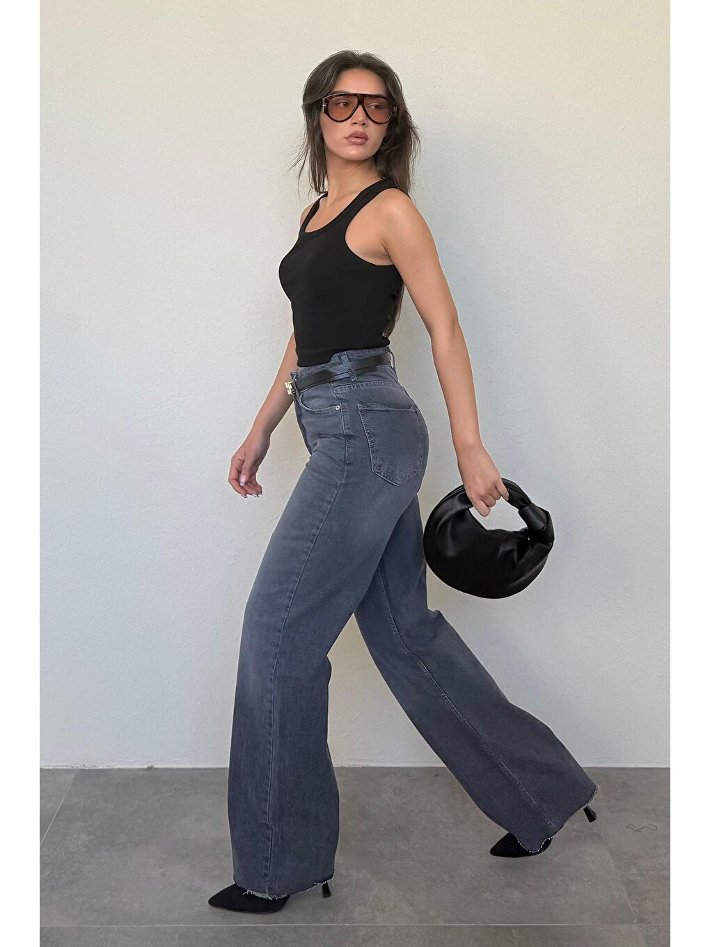 Siyah Kalın Askılı Fitilli Atlet Mg2459-5