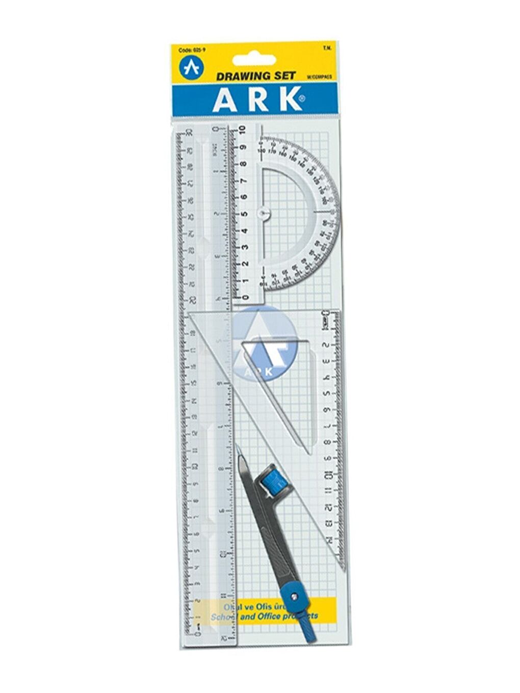 Çizim Seti 30 Cm Cetvelli 4 Parça Kod:025-9