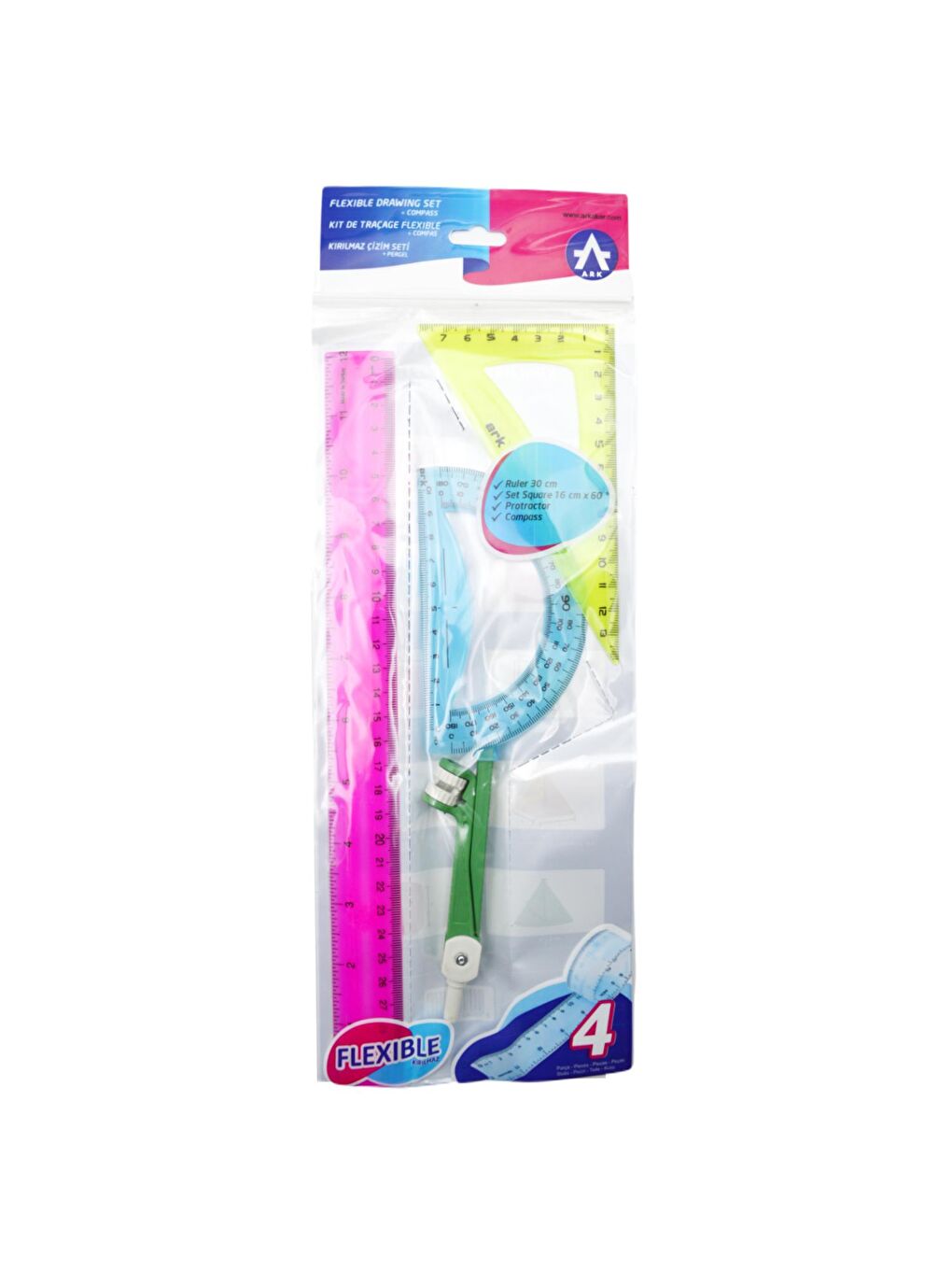 Kırılmaz Çizim Set Flexible Drawing Set 4 Parça Kod:6000-1