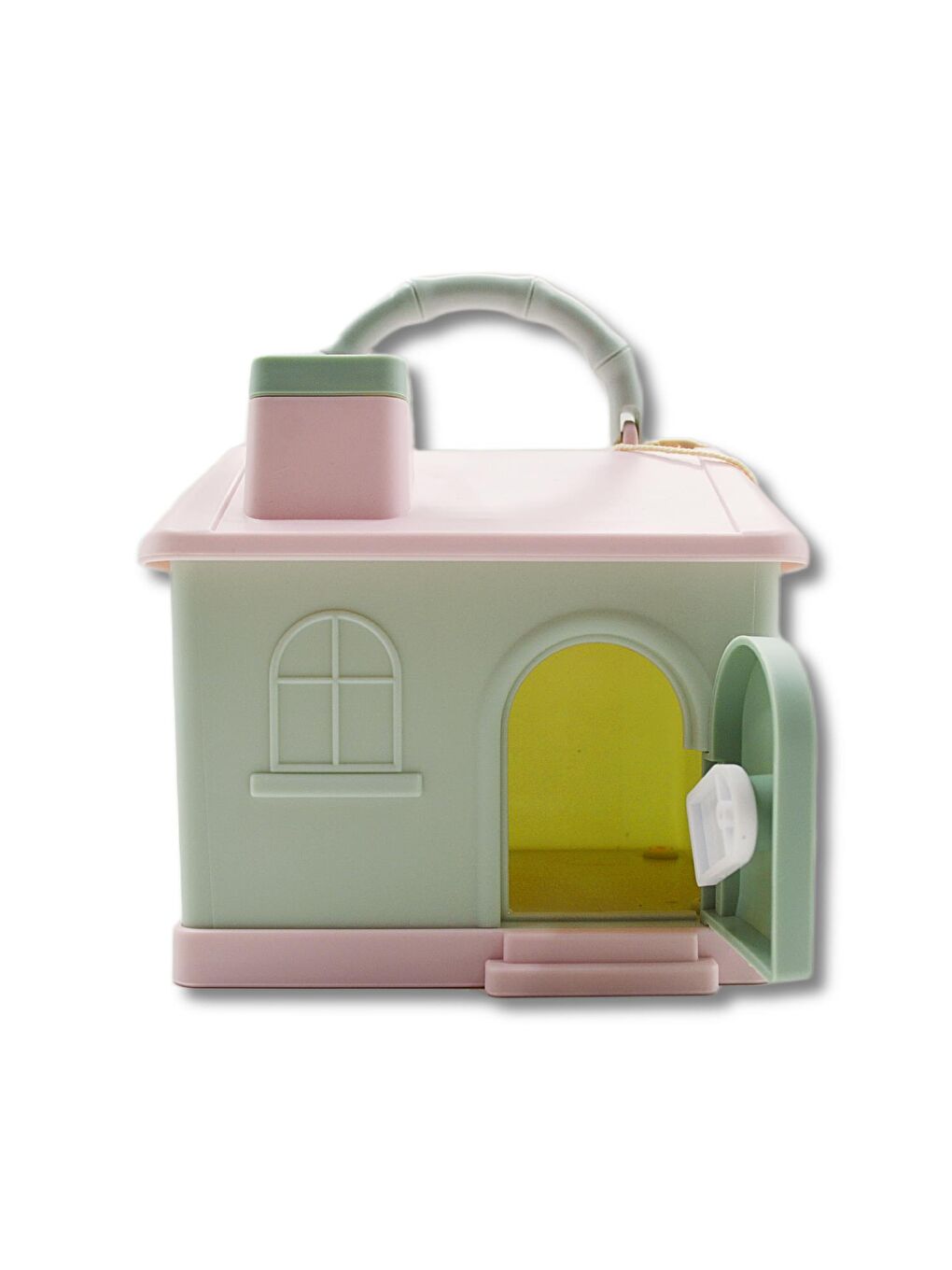 Kilitli Plastik Ev Şekilli Kumbara (3438) Pembe-Yeşil-1