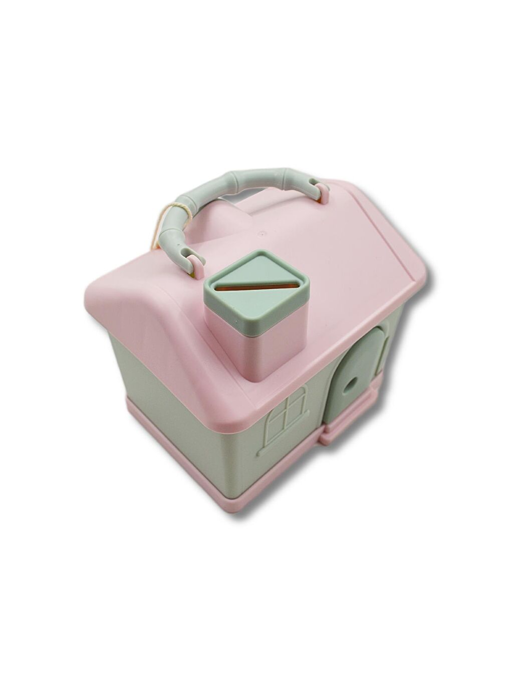 Kilitli Plastik Ev Şekilli Kumbara (3438) Pembe-Yeşil-2