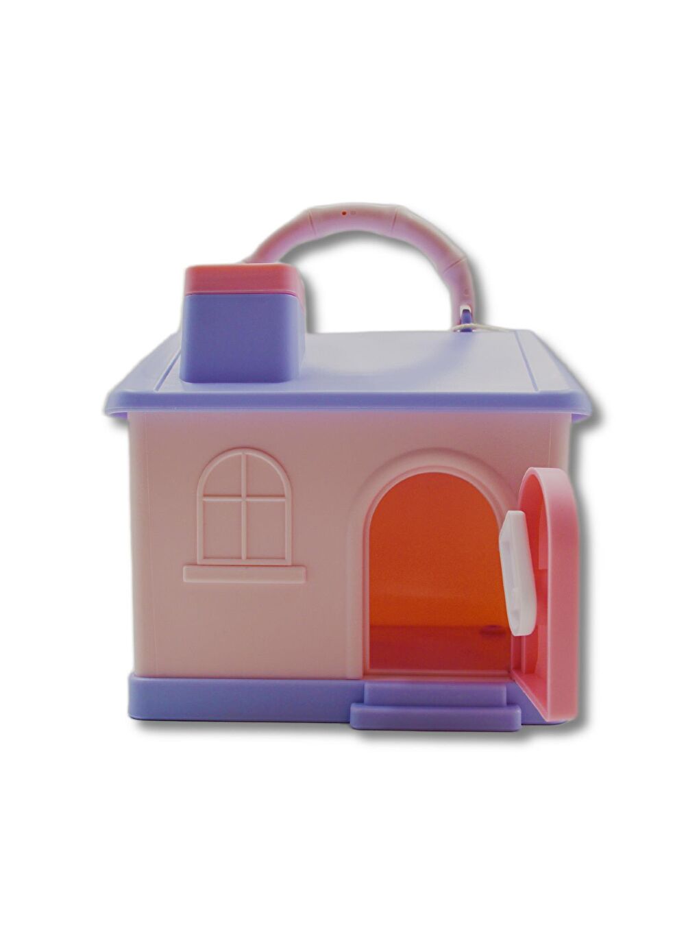 Kilitli Plastik Ev Şekilli Kumbara (3438) Lila-Pembe-1