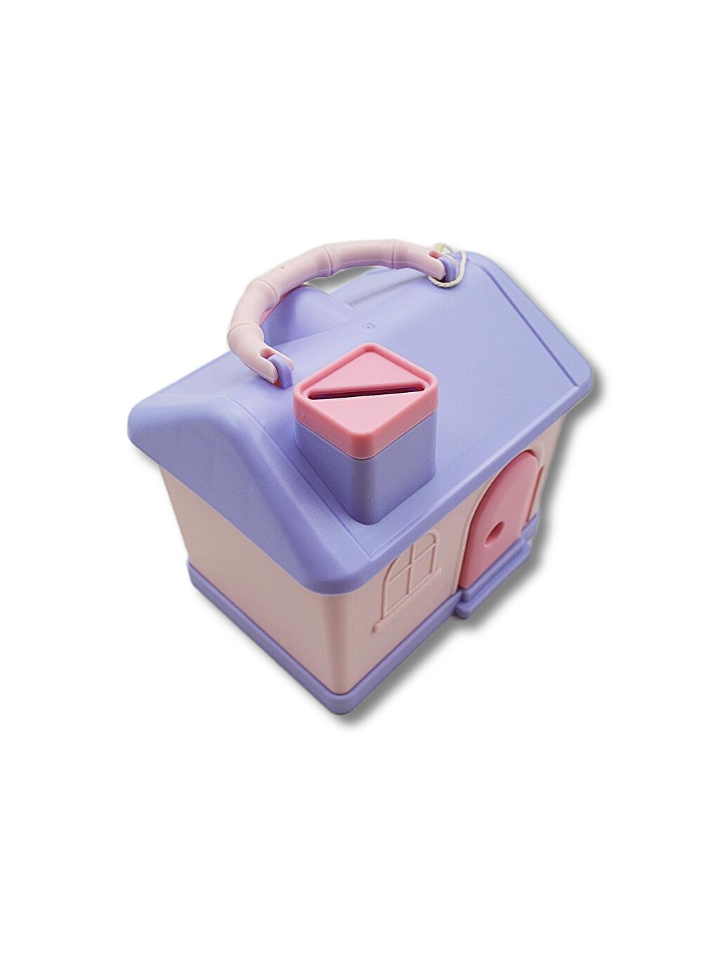 Kilitli Plastik Ev Şekilli Kumbara (3438) Lila-Pembe-2