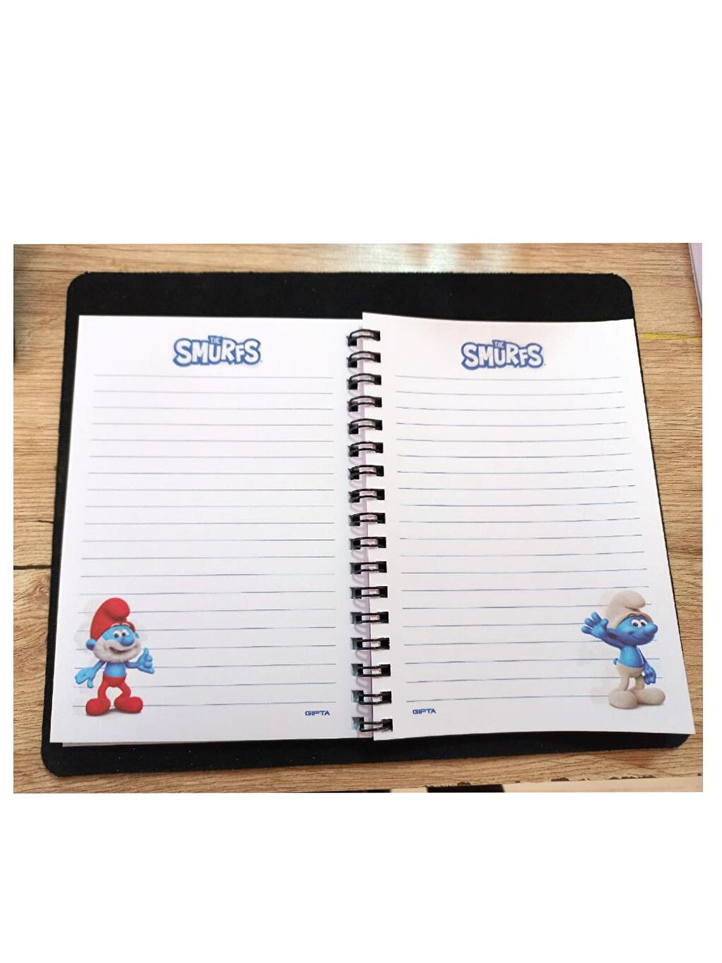 Şirinler Karton Kapak Spiralli Not Defteri A6 80 Çizgili 1 Adet (7800)-1