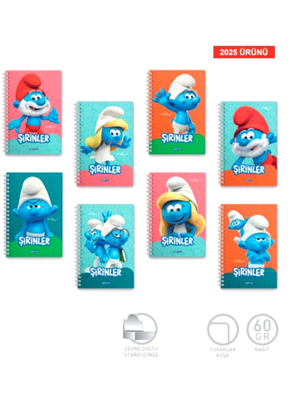 Şirinler Karton Kapak Spiralli Not Defteri A6 80 Çizgili 1 Adet (7800)-2