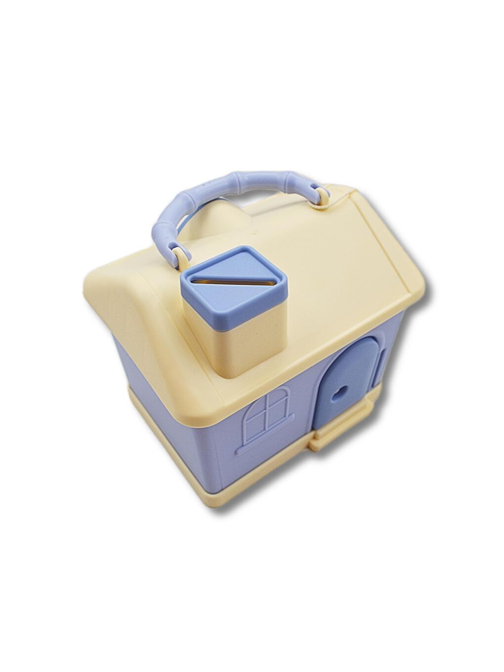 Kilitli Plastik Ev Şekilli Kumbara (3438) Sarı-Lila-2