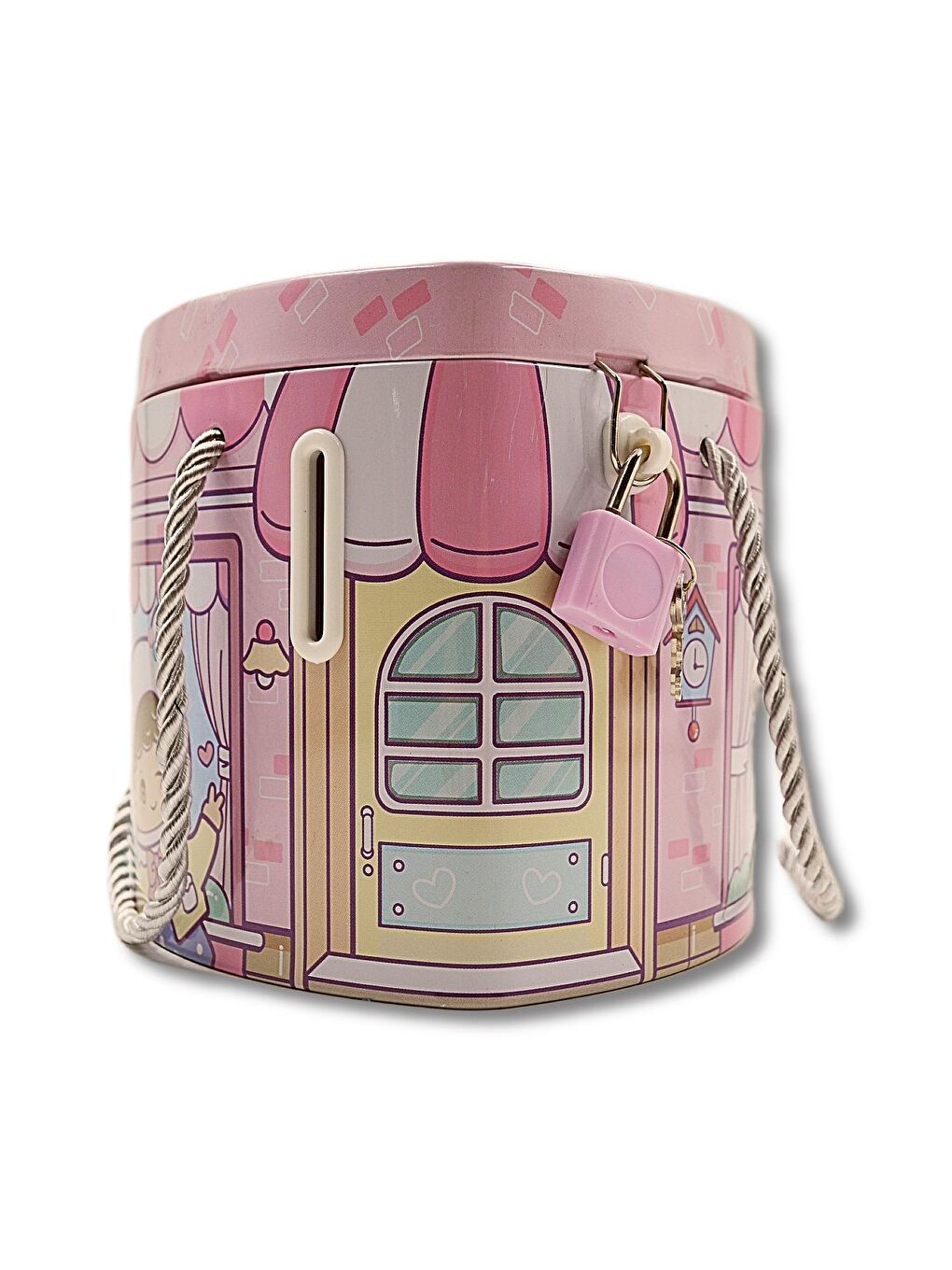 Kilitli Metal Kalp Şekilli Kumbara (0356) Pembe-3