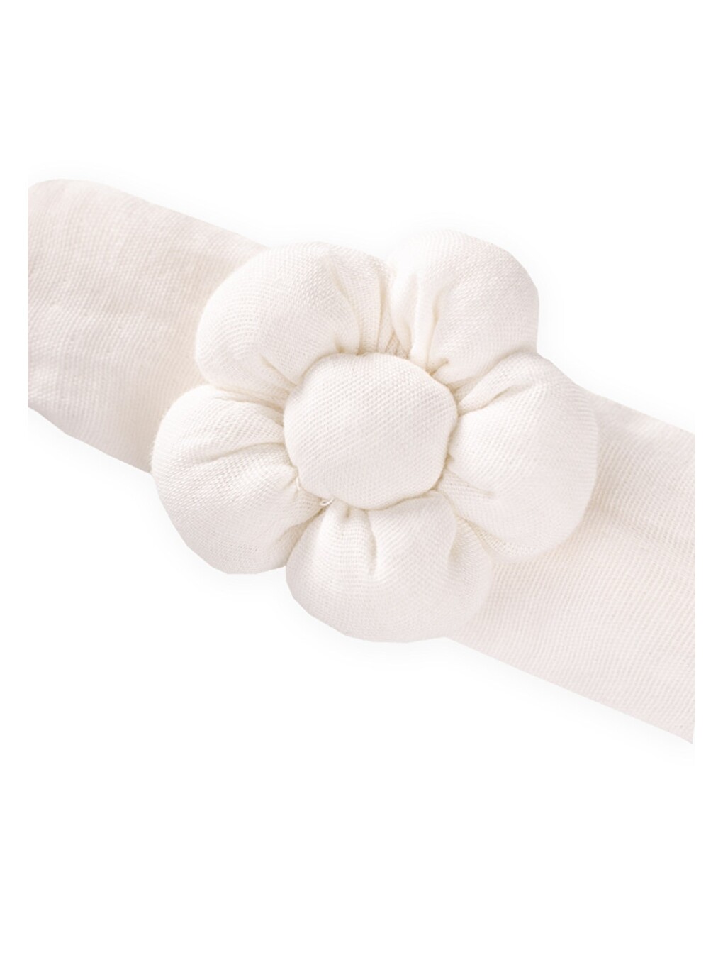 Müslin Papatya Lastikli Bandana Ekru-1