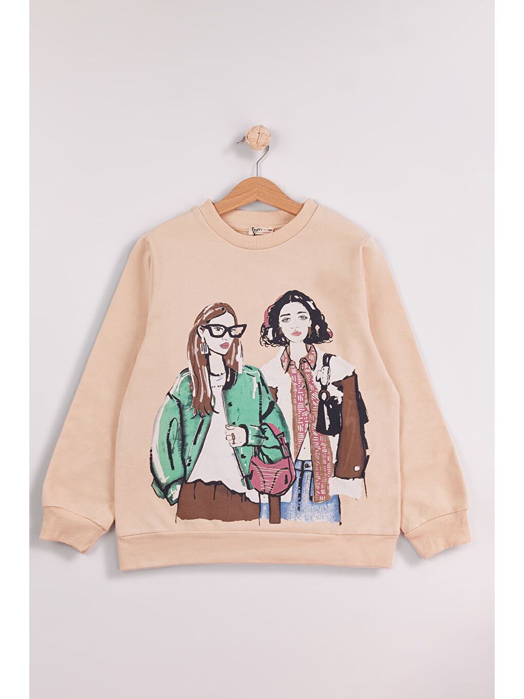 Ekru Kız Çocuk Orta Kalınlıkta Baskılı 2'li Paket Sweatshirt-2