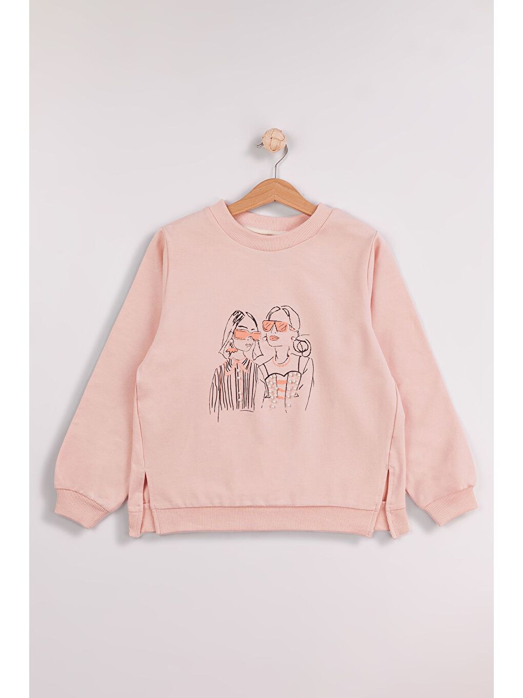 Ekru Kız Çocuk Orta Kalınlıkta Baskılı 2'li Paket Sweatshirt-4