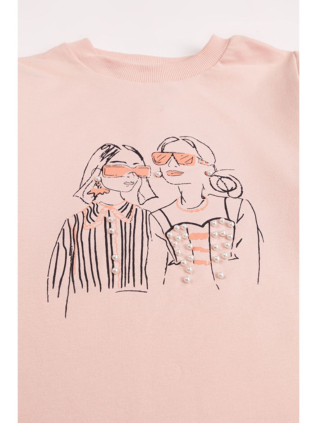 Ekru Kız Çocuk Orta Kalınlıkta Baskılı 2'li Paket Sweatshirt-6