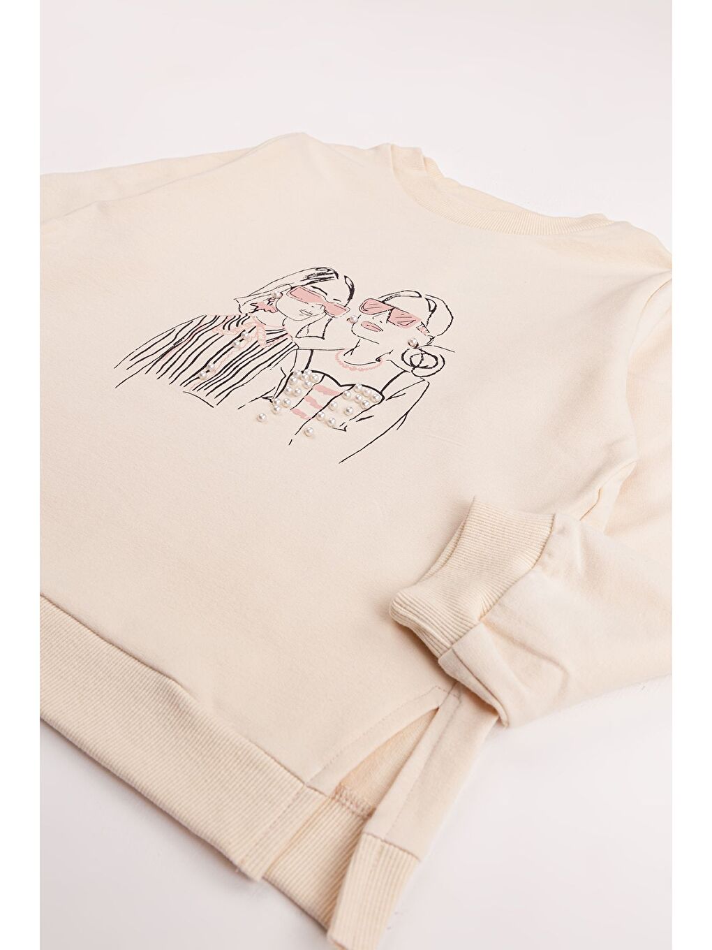 Pembe Kız Çocuk Orta Kalınlıkta Baskılı 2'li Paket Sweatshirt-3