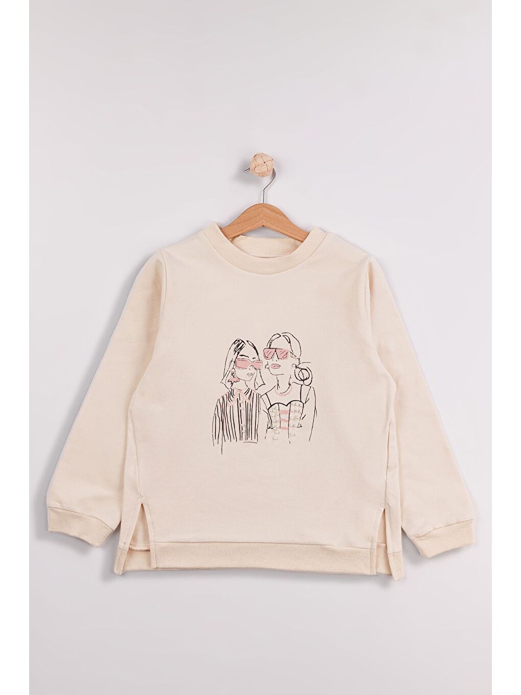 Pembe Kız Çocuk Orta Kalınlıkta Baskılı 2'li Paket Sweatshirt-6